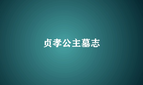 贞孝公主墓志