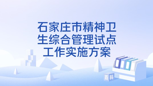 石家庄市精神卫生综合管理试点工作实施方案