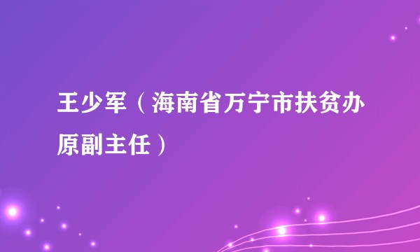 王少军（海南省万宁市扶贫办原副主任）