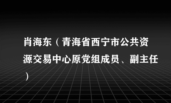 肖海东（青海省西宁市公共资源交易中心原党组成员、副主任）