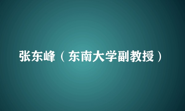 张东峰（东南大学副教授）
