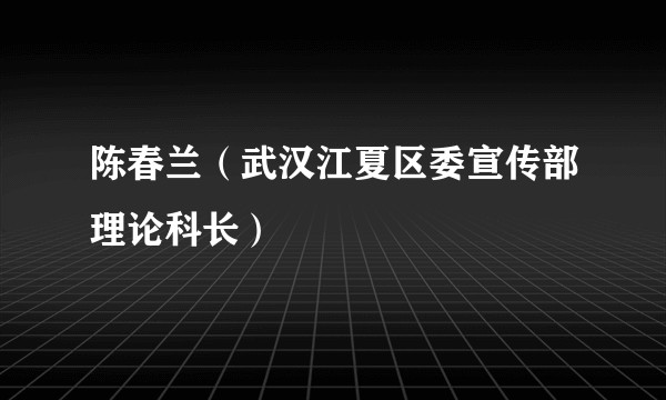陈春兰（武汉江夏区委宣传部理论科长）