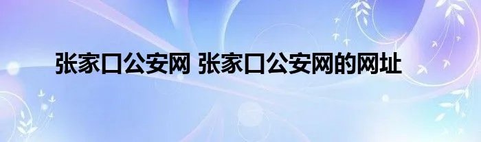 张家口公安网 张家口公安网的网址