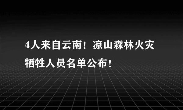 4人来自云南！凉山森林火灾牺牲人员名单公布！