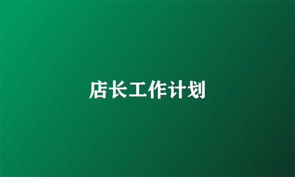店长工作计划
