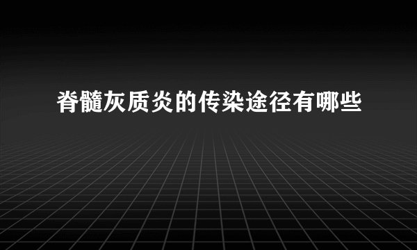 脊髓灰质炎的传染途径有哪些