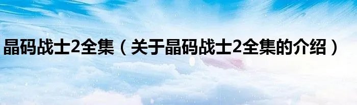 晶码战士2全集（关于晶码战士2全集的介绍）