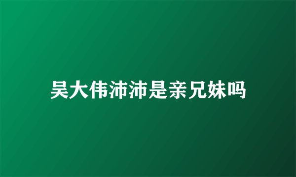 吴大伟沛沛是亲兄妹吗