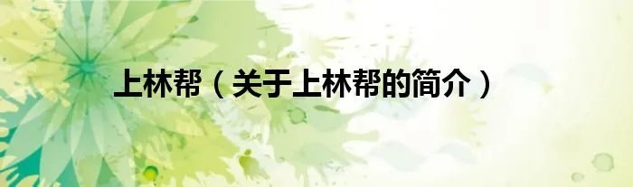上林帮（关于上林帮的简介）