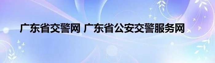 广东省交警网 广东省公安交警服务网