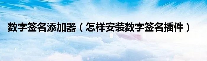 数字签名添加器（怎样安装数字签名插件）