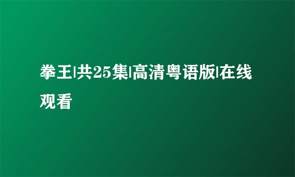 拳王|共25集|高清粤语版|在线观看