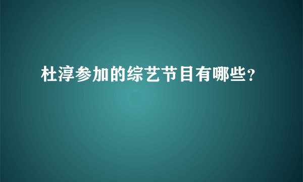 杜淳参加的综艺节目有哪些？