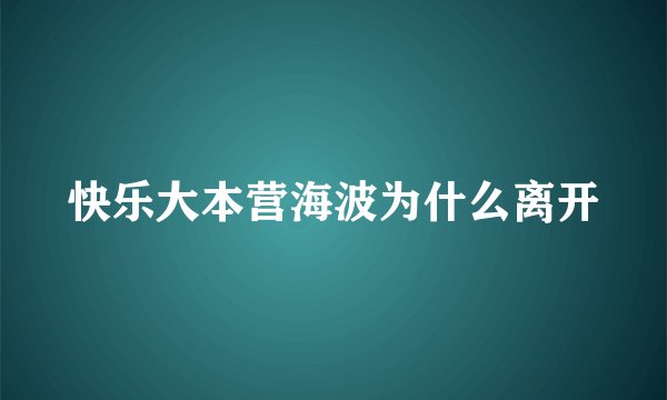 快乐大本营海波为什么离开