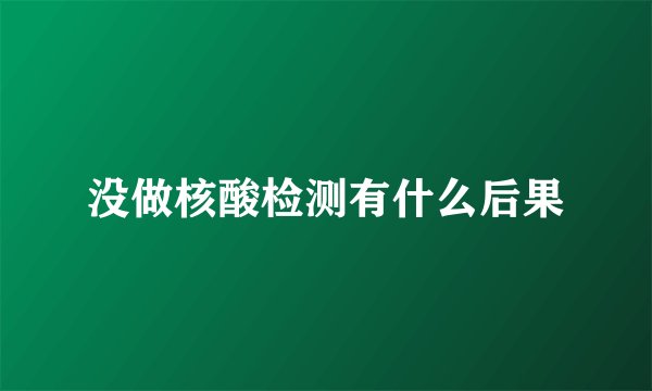 没做核酸检测有什么后果