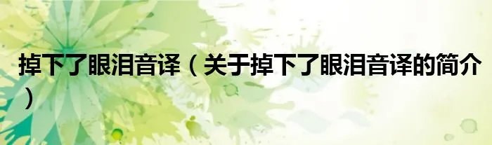 掉下了眼泪音译（关于掉下了眼泪音译的简介）