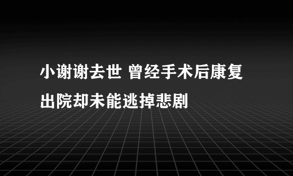 小谢谢去世 曾经手术后康复出院却未能逃掉悲剧