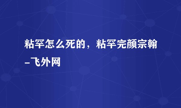 粘罕怎么死的，粘罕完颜宗翰-飞外网