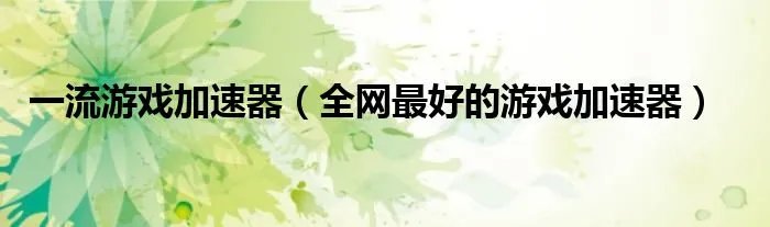 一流游戏加速器（全网最好的游戏加速器）
