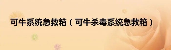 可牛系统急救箱（可牛杀毒系统急救箱）