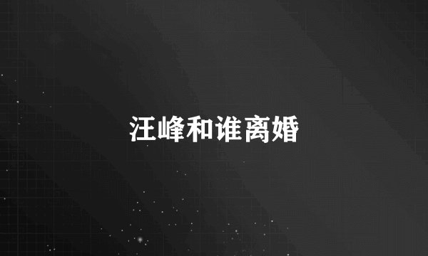 汪峰和谁离婚