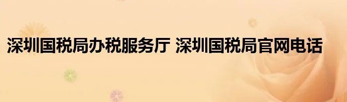 深圳国税局办税服务厅 深圳国税局官网电话