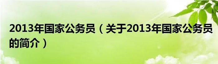 2013年国家公务员（关于2013年国家公务员的简介）