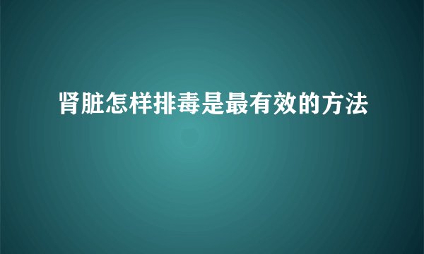 肾脏怎样排毒是最有效的方法