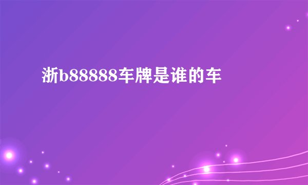 浙b88888车牌是谁的车
