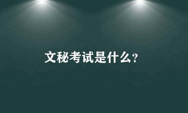 文秘考试是什么？