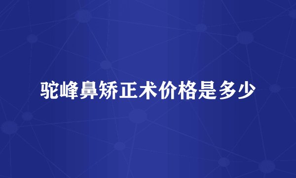 驼峰鼻矫正术价格是多少
