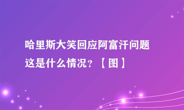 哈里斯大笑回应阿富汗问题 这是什么情况？【图】