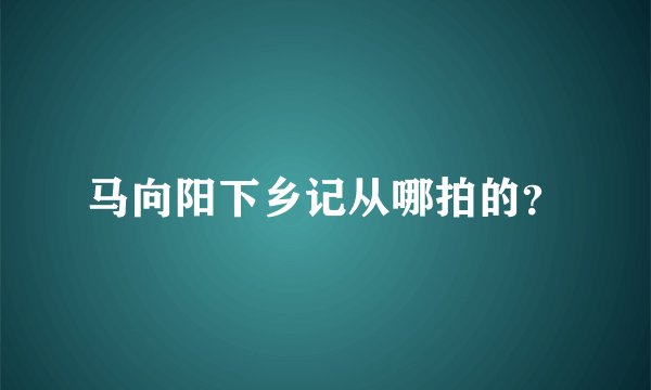 马向阳下乡记从哪拍的？