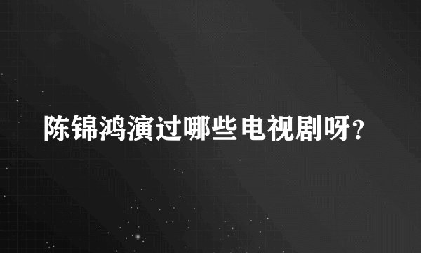 陈锦鸿演过哪些电视剧呀？
