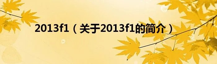 2013f1（关于2013f1的简介）