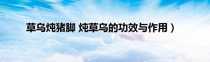 草乌炖猪脚 炖草乌的功效与作用）