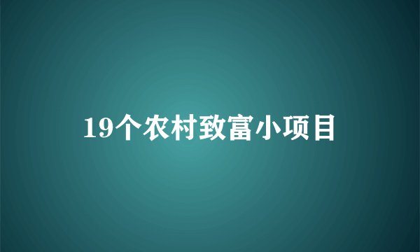 19个农村致富小项目