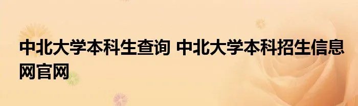中北大学本科生查询 中北大学本科招生信息网官网