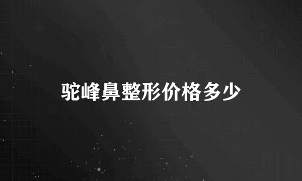 驼峰鼻整形价格多少