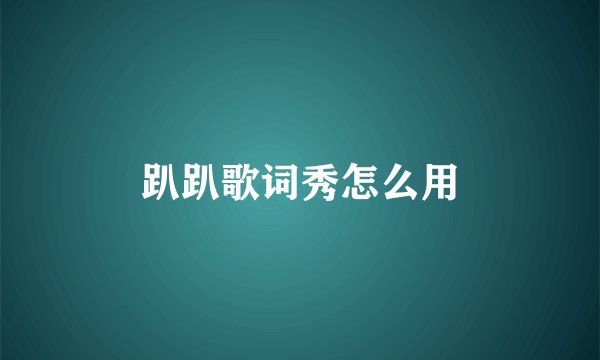 趴趴歌词秀怎么用