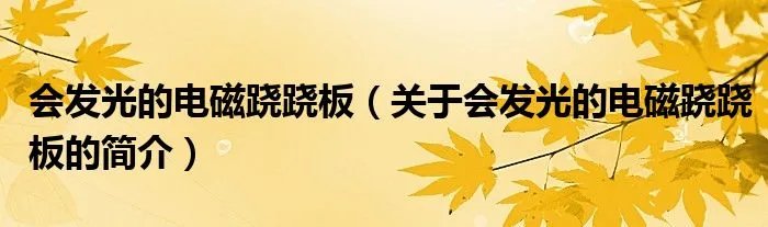 会发光的电磁跷跷板（关于会发光的电磁跷跷板的简介）