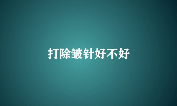 打除皱针好不好