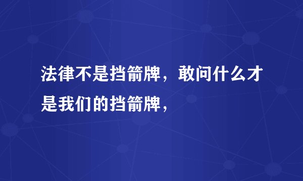 法律不是挡箭牌，敢问什么才是我们的挡箭牌，