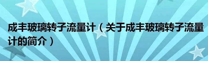 成丰玻璃转子流量计（关于成丰玻璃转子流量计的简介）