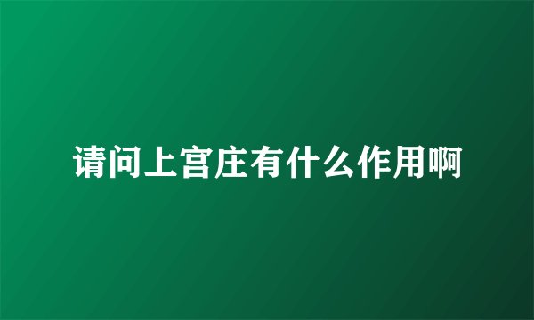 请问上宫庄有什么作用啊