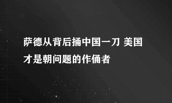 萨德从背后捅中国一刀 美国才是朝问题的作俑者
