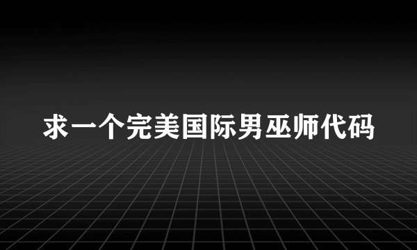 求一个完美国际男巫师代码