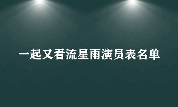 一起又看流星雨演员表名单