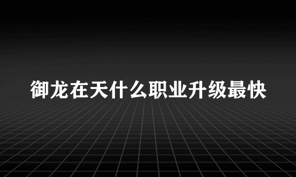 御龙在天什么职业升级最快