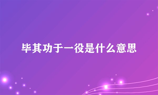 毕其功于一役是什么意思